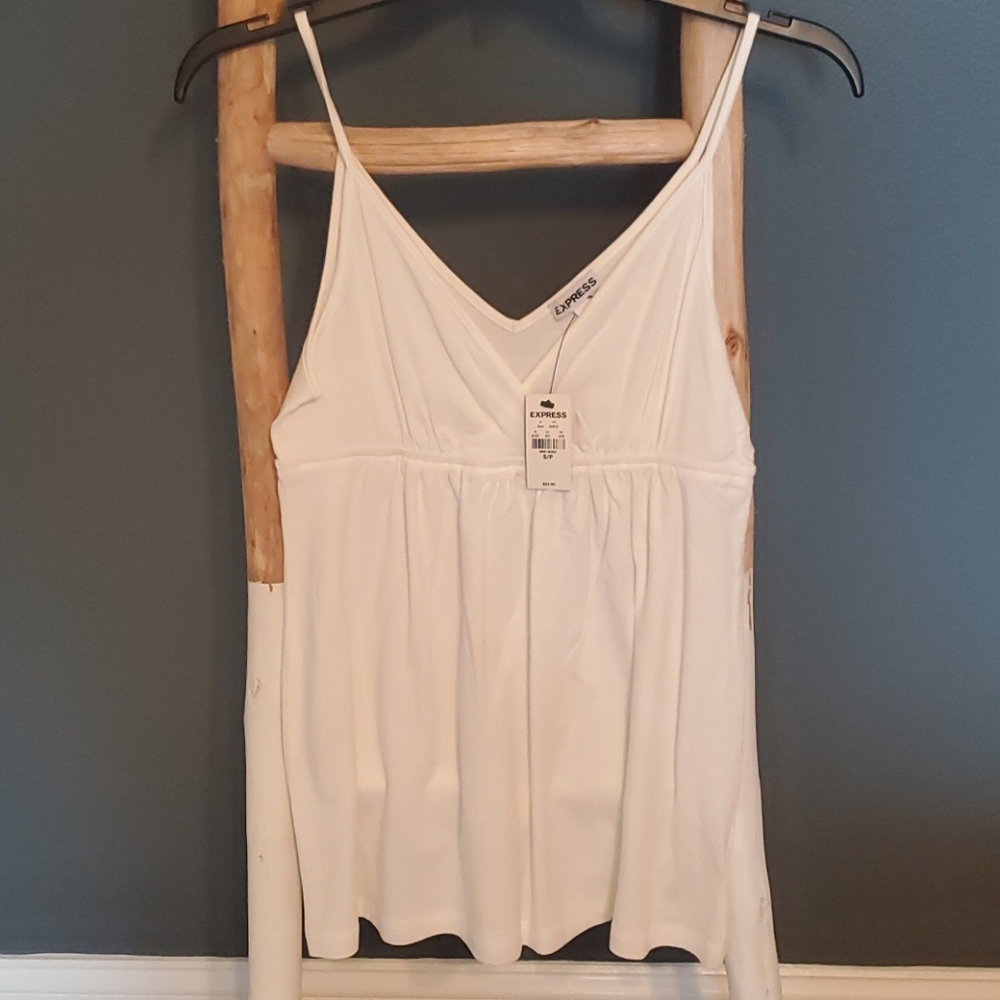 white Express camisole thin straps gathered under the bust. NWT Small